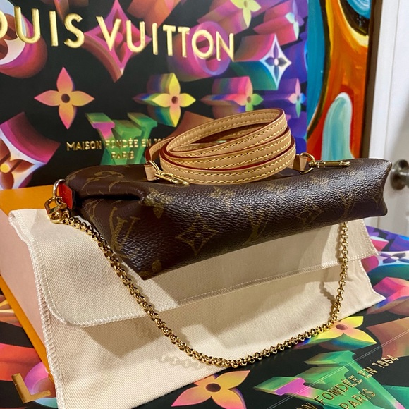 🍎🍎🍎Authentic Louis Vuitton Pallas Clutch Crossbody Bag in Monogram - Picture 8 of 17